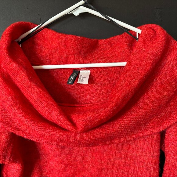 Divided H&M Sweater Red Cowel Neck Cropped Small - Picture 3 of 4